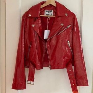 Cherry Red Leather Jacket: Walter Baker